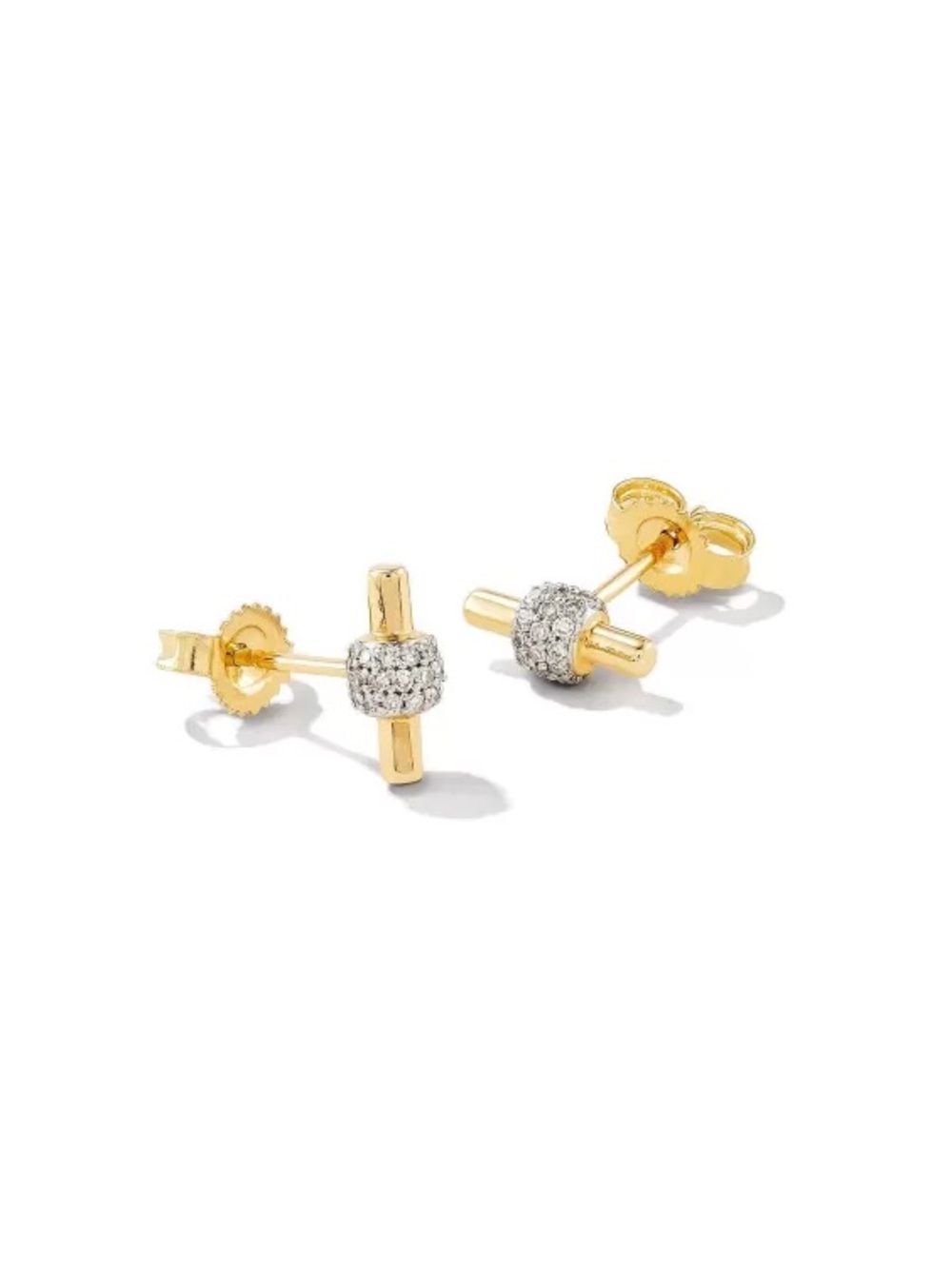 Kendra Scott 14k Solid Gold and Diamond Barrel Studs